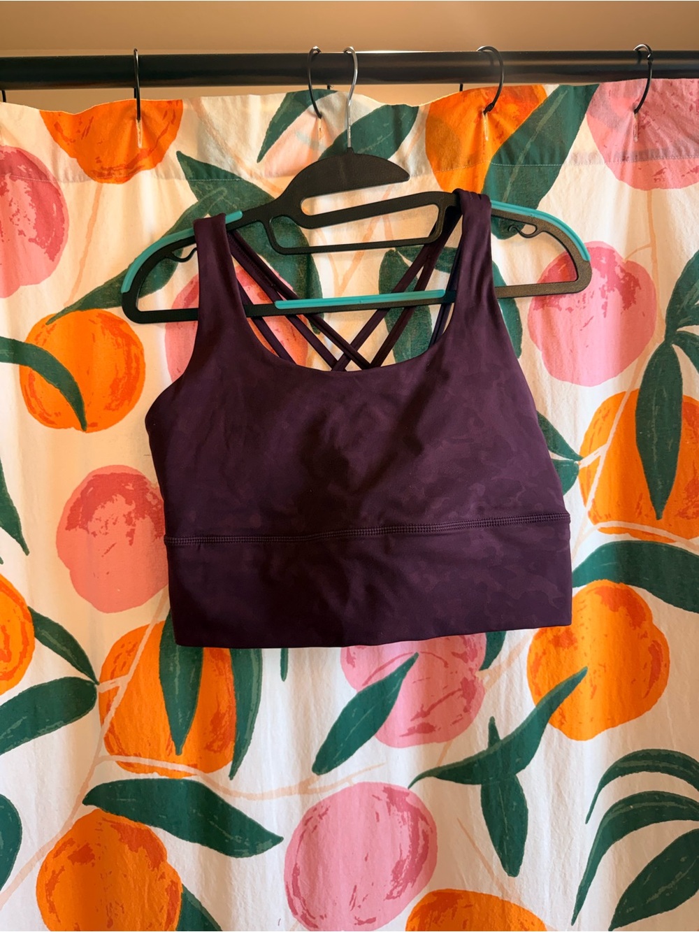 CRZ YOGA Plum camo Strappy Sports Bralette